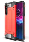 NOKOER Case Protector for Motorola Edge, Hybrid Armor Cover, TPU + PC Dual Layer Phone Case [Shockproof] [Anti-Fingerprint] [Dust-Proof] Ultra-Thin - Red