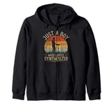 Vintage Synthesizer, Just A Boy Who Loves Synthesizer Boys Zip Hoodie