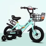 LYN Kids Bike, 2-11 Years Girls And Boys,Child Scooter Bicycle With Training Wheels And Water Bottle Holder，3 Colours,95% Assemble (Color : Green, Size : 16in)