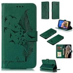 Guran Cover for Samsung Galaxy J4 Plus 2018 / J4+ 2018 Smartphone PU Leather Wallet Flip Case with Magnetic Closure Protection Card Slots Embossed Feather Lychee Pattern - Green