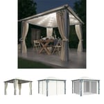 The Living Store Paviljong med gardin & ljusslinga LED 3x3 m gräddvit aluminium -  Partytält & paviljoner