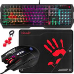 Gaming Keyboard Mouse Mousepad Set Bundle Bloody B1700 6000DPI Anti Ghosting HQ