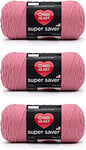 Red Heart Super Saver Lot de 3 – Framboise claire – 198 g – Acrylique – 4 moyen (peigné) – 300 m – Tricot, crochet, artisanat et amigurumi