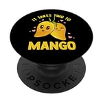 It Takes Two To Mango Funny Fruit Tango Romantic Food Pun PopSockets PopGrip - Support et Grip pour Smartphone/Tablette avec un Top Interchangeable