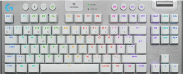 Logitech G915 X Lightspeed TKL, RGB Tactile, nordiskt, Bluetooth/Lightspeed/USB-C sladd - Vit