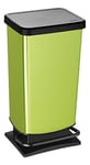 Rotho Paso Poubelle 40l avec pédale et couvercle, Plastique (PP) sans BPA, vert métallique, 40l (35,3 x 29,5 x 67,6 cm)