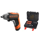 Black+Decker Rapid Screwdriver 3.6V Cordless with Bits and Storage Case, 3.6 V, Orange BCF611CK-GB & A7188 Drill and Screwdriver Bit Set 50-Piece