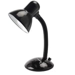 Classic Flexible Desk Lamp Traditional Flexi Neck Light 37.5cm Height E27 Bulb Included 1.5m Cable 25W Bedside Reading Simple Stylish Home Bedroom Office Décor Table Top Student Study (Black 2016)