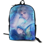 Kimi-Shop Final Fantasy X-Tidus And Yuna Anime Cartoon Cosplay Canvas Shoulder Bag Backpack Classic Lightweight Travel Daypacks School Backpack Laptop Backpack