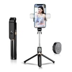 Selfiestick / Tripod fjärrkontroll med LED light - Svart - TheMobileStore Selfie Stick