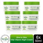 6 x 50ml Simple Kind to Skin Vital Vitamin Night Cream for Sensitive Skin