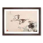 Big Box Art Two Birds by Ren Yi Framed Wall Art Picture Print Ready to Hang, Walnut A2 (62 x 45 cm)