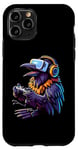 Coque pour iPhone 11 Pro Crow Bird Gamer Casque de jeu vidéo