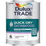 Dulux Trade Quick Dry Satinwood Paint White Satin Finish Smooth Interior 1 Litre