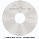 10 x MediaRange DVD+RW 120min 4x speed Blank Discs 4.7GB Rewritable New Sleeve