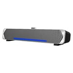 Computer PC Speakers, Bluetooth 5.3 Computer Soundbar for Desktop Monitor Speakers, Wired USB Powered PC Sound bar with LED, Superb Stereo Sound for Desktops, Laptops, Tablets, Smartphones-Silver