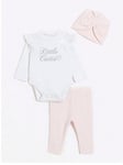 River Island Baby Baby Girls 'Little Cutie' Turban 3 Piece Set - Pink, Pink, Size 12-18 Months