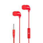 Music Sound | ÉCOUTEURS Fullcolor Intra-Auriculaires | Écouteurs Intra-Auriculaires Stéréo avec Fil et Microphone Intégré - Connecteur Jack 3.5 mm - Câble Anti-enchevêtrement de 1,2 m - Couleur Rouge
