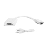 HD Multimedia Interface till VGA-konverteringskabel med 3,5 mm ljud för Chromebook/Raspberry Pi/XboxVit