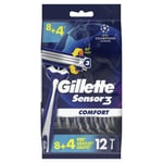 Rasoirs Jetables Pour Homme Sensor3 Comfort Gillette - Le Paquet De 12 Rasoirs