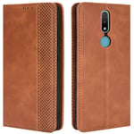 HualuBro Nokia 2.4 Case, Retro PU Leather Full Body Shockproof Wallet Flip Case Cover with Card Slot Holder and Magnetic Closure for Nokia 2.4 Phone Case (Brown)