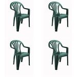 RESOL New Pals Set 4 chaises en Plastique avec accoudoirs, léger et empilable. Fauteuil pour l'événement extérieur ou intérieur | Jardin et terrasse | Facile d'entretien et Filtre UV - Vert foncé