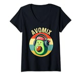 Womens Dj Avocado With Headphones For Men Boys Women Kids Gifts V-Neck T-Shirt