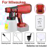 Elektrisk Sprutpistol Trådlös Färgspruta för Milwaukee 18v Batteri 800ml Bil Möbel Stålbeläggning Airbrush Kompatibel