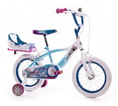 Huffy Frozen Girls Bike 14" for ages 3-5- Sky Blue & White with Enchanting Sleigh