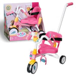 Zapf Creation 834299 Baby Born Puppenzubehör für 43cm Puppen, Dreirad mit Stange, Hupe, Schlaufen Sicherheitsgurt in Rosa und weiß