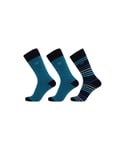 Cr7 Cristiano Ronaldo 3-Pack Striped Mens Socks - Black Fabric - Size UK 7-11