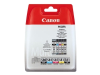 Canon PGI-580 PGBK/CLI-581 CMYBK Multipack - 5-pack - svart, gul, cyan, magenta - original - blister - bläcktank - för PIXMA TS6251, TS6350, TS6351, TS705, TS8252, TS8350, TS8351, TS8352, TS9550, TS9551
