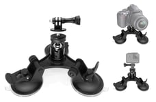 MyGadget Triple Cup Camera Suction Mount - Window Car support Holder with Ball head 360 degrees Rotation for GoPro Hero, Nikon, Canon, Sony, Olympus
