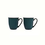 Denby - Greenwich Coffee Breakers Set of 2 - Dishwasher, Oven, Microwave, and Freezer Safe, 330ml (12cm x 10cm x 10cm) Green, White Ceramic Stoneware Tableware - Chip & Crack Resistant