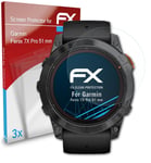 atFoliX 3x Screen Protector for Garmin Fenix 7X Pro 51 mm clear