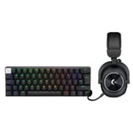 Logitech G PRO X 60 LIGHTSPEED Wireless Gaming Keyboard, Ultra Compact TKL 60% Mechanical Keyboard for PC (QWERTY UK) + PRO X 2 LIGHTSPEED Wireless Gaming Headset - Black