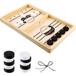 Fast Sling Puck Game Paced 2 in 1 Table Ice Hockey Game Catapult Bumper Chess Funny Wooden Paced Sling Puck Winner Board Table Game Parent-Child Interactive Toy Party Game