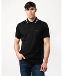 BOSS Green Paule Mens Slim-Fit Polo Shirt with Collar Graphics - Black - Size X-Large