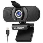 Webcam med mikrofon til bærbar computer, webcam 1080P Full HD og beskyttelse af privatlivets fred til desktop, plug and play USB-computerkamera