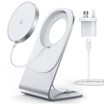 Magnetic Wireless Charger for iPhone 15/14/13/12 Series -with Mag Safe Charger Stand and Adapter, Compatible with-Magsafe iPhone 14/15/14/15 Plus/14/15 Pro/14/15 Pro Max and iPhone 12/13 Series