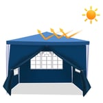 Swanew - Tonnelle Pavillon Tente de Jardin – Tente pratique pour la plage, montage facile avec Easy-Klett, parfait pour les fêtes 3x3m Bleu - Bleu
