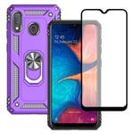 Yiakeng Samsung Galaxy A20e Case, Samsung A20e Case, With Tempered Glass Screen Protector, Silicone Shockproof Military Grade Protective Phone Cover Samsung Galaxy A20e (Purple)