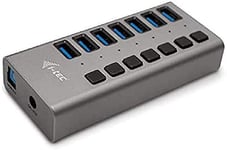 i-tec Hub USB Alimenté, Hub USB 3.0 à 7 Ports Dédiés à la Charge avec Interrupteurs Marche/Arrêt - Concentrateur USB 3.0 avec Alimentation Externe 36W