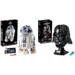 LEGO 75308 Star Wars R2-D2 Droid Building Set, Collectible Display Model with Luke Skywalker’s Lightsaber & 75304 Star Wars Darth Vader Helmet Set, Mask Display Model Kit to Build