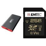 Emtec - Pack création : Disque SSD Externe USB 3.2 X210 256Go + Carte SDXC UHS-II U3 V90 SpeedIN Pro+ 256 Go - Pack De 2