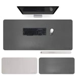 Huge Gaming Computer Mouse pad 135x60cm PU Leather Large Desk Mat, Chihein Dual-Side Use Desk Writing Pad(Gray/White-3XL)
