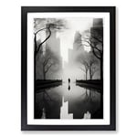 Central Park Minimalism Framed Wall Art Print, Ready to Hang Picture for Living Room Bedroom Home Office, Black A2 (48 x 66 cm)