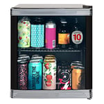 Russell Hobbs Mini Fridge 12 Bottle/46L Freestanding Black Table Top Mini Beer & Wine Fridge, LED Light with Glass Door RHGWC1B