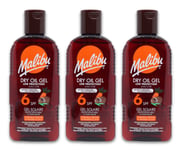 Malibu Dry Oil Gel Carotene SPF6 200ml | Tanning | Beach Essentials X 3