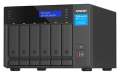 QNAP TVS-h674-i3-16G NAS Tower, 6 disk bays, Intel Core i3-12100 4-core 8-thread processor, up to 4.3GHz